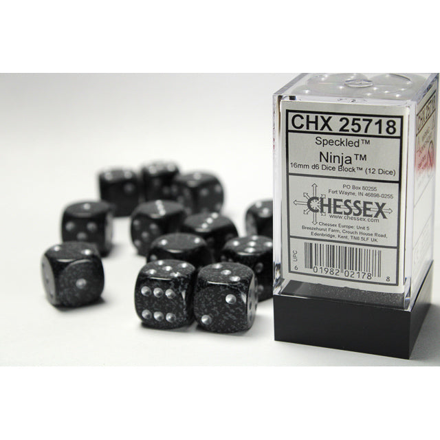 CHX 25718 Speckled Ninja (16mm D6 12-Dice Set)