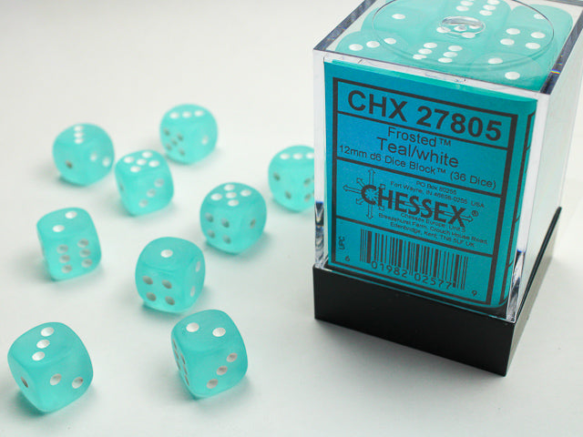 CHX 27805 Frosted Teal/white (12mm D6 36-Dice Set)