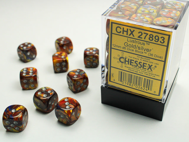 CHX 27893 Lustrous Gold/silver (12mm D6 36-Dice Set)