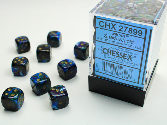 CHX 27899 Lustrous Shadow/gold (12mm D6 36-Dice Set)
