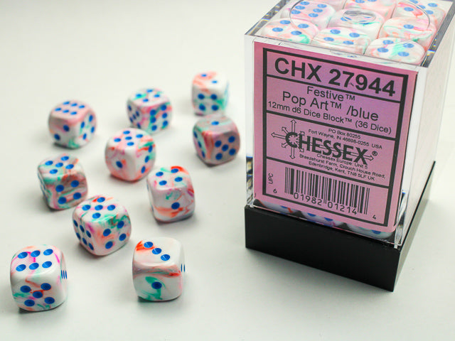 CHX 27944 Festive Pop Art/blue (12mm D6 36-Dice Set)