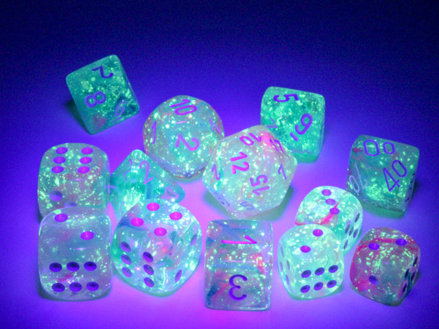CHX 27745 Nebula Wisteria/white Luminary (16mm D6 12-Dice Set)