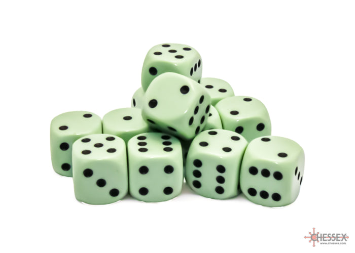 CHX 25665 Opaque Pastel Green/black (16mm D6 12-Dice Set)