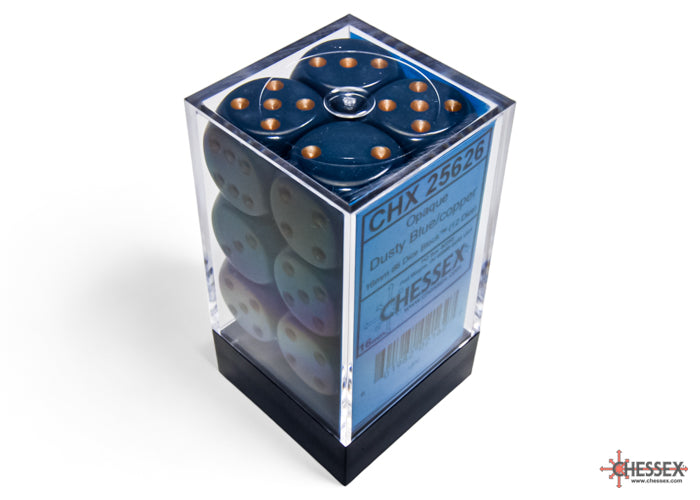 CHX 25626 Opaque Dusty Blue/copper (16mm D6 12-Dice Set)