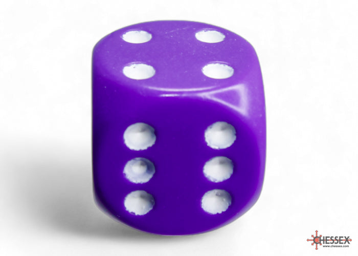 CHX 25607 Opaque Purple/white (16mm D6 12-Dice Set)
