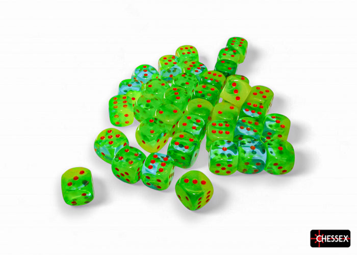 CHX 26870 Gemini Plasma Green-Teal/orange Luminary (12mm D6 36-Dice Set)