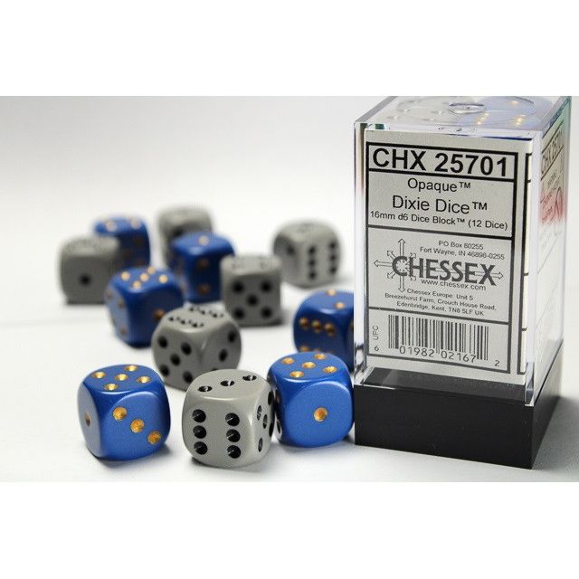 CHX 25701 Opaque Dixie Dice (16mm D6 12-Dice Set)