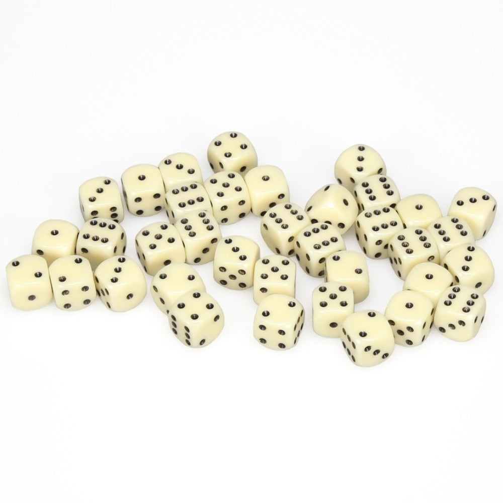 CHX 25800 Opaque Ivory/black (12mm D6 36-Dice Set)