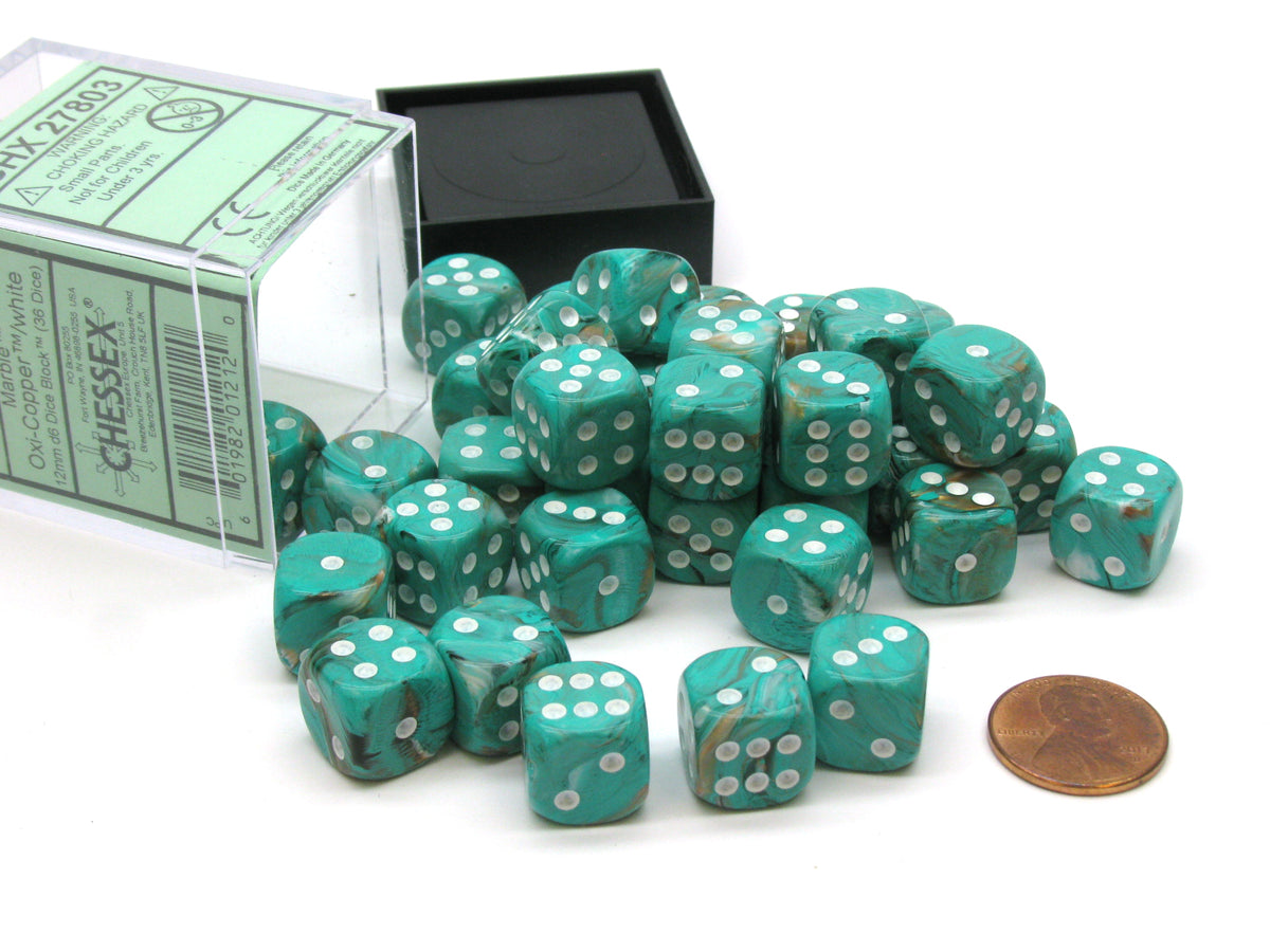 CHX 27803 Marble Oxi-Copper/white (12mm D6 36-Dice Set)