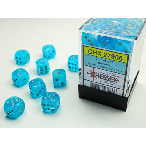 CHX 27966 Luminary Sky/silver 12mm D6 36-Dice Set