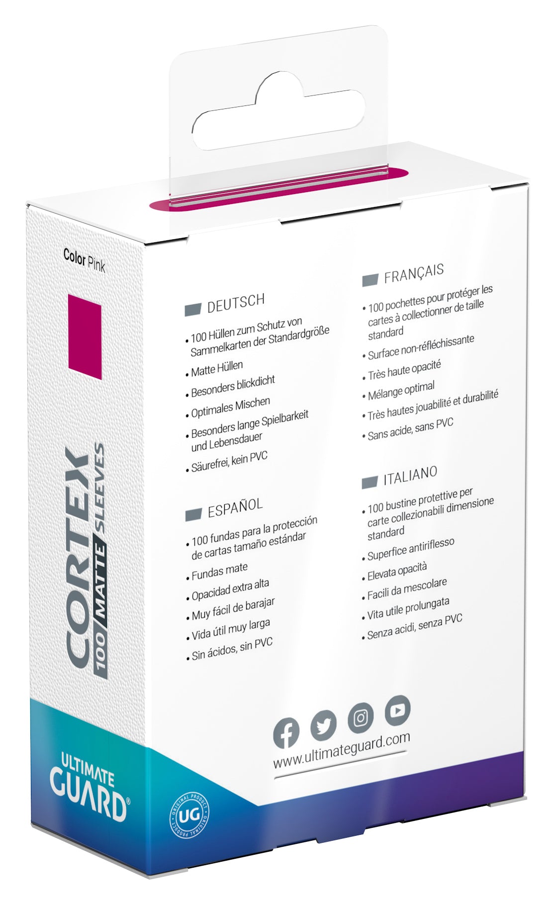 Ultimate Guard Cortex Matte Sleeves - Pink - Standard-Size (100 Sleeves)
