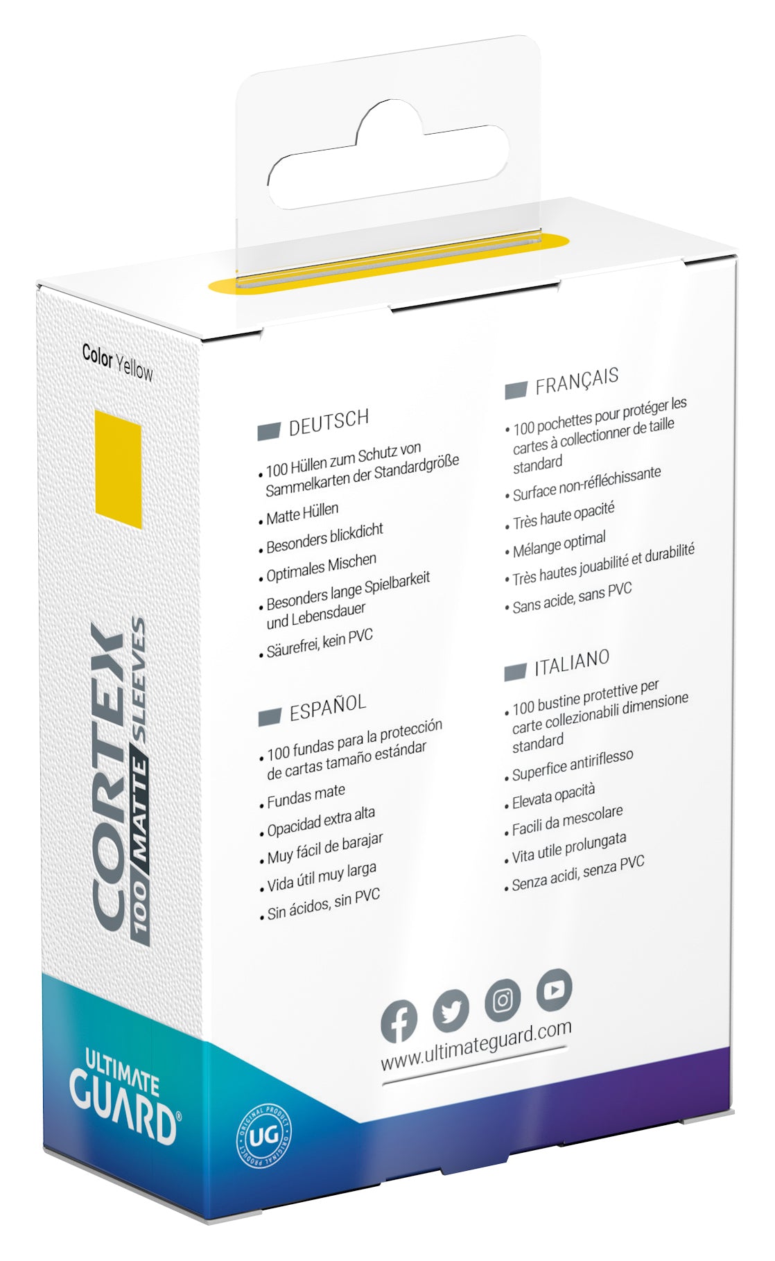 Ultimate Guard Cortex Matte Sleeves - Yellow - Standard-Size (100 Sleeves)