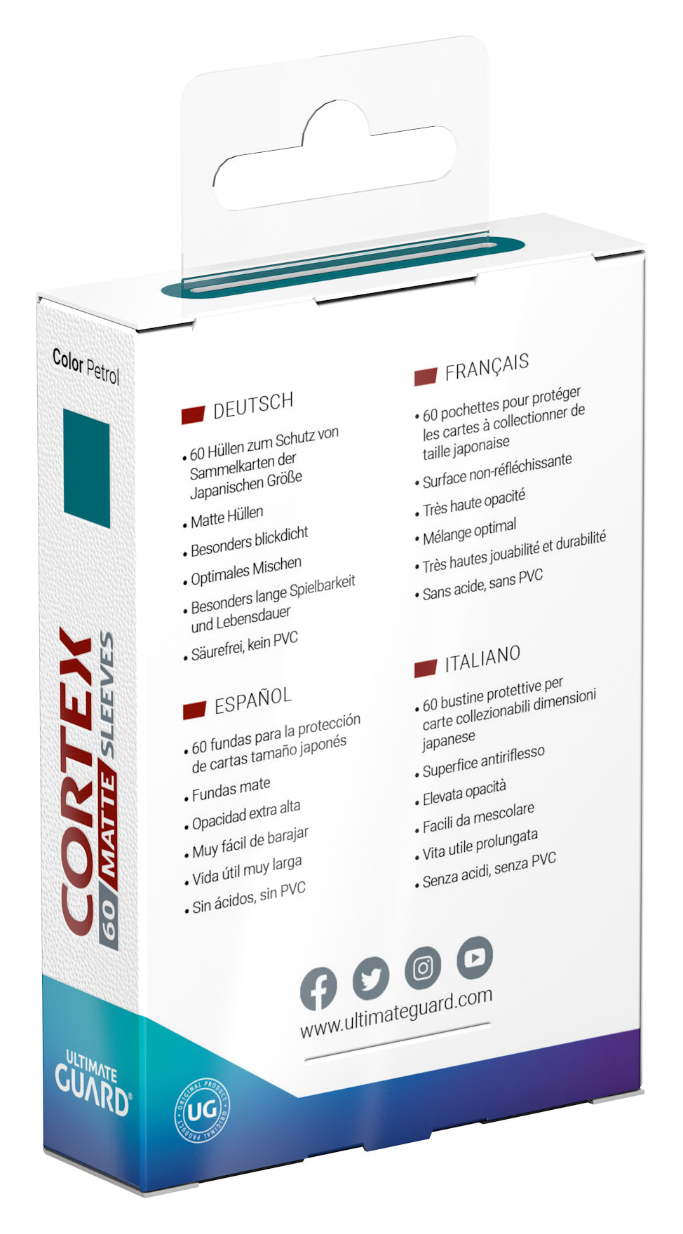 Ultimate Guard Cortex Matte Sleeves - Petrol - Japanese-Size (60 Sleeves)