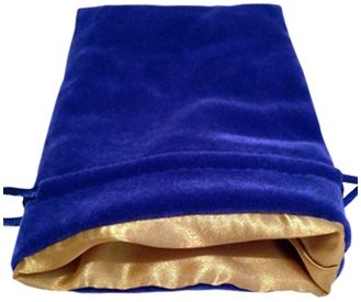 MDG Small Velvet Dice Bag - Blue w/ Gold Satin