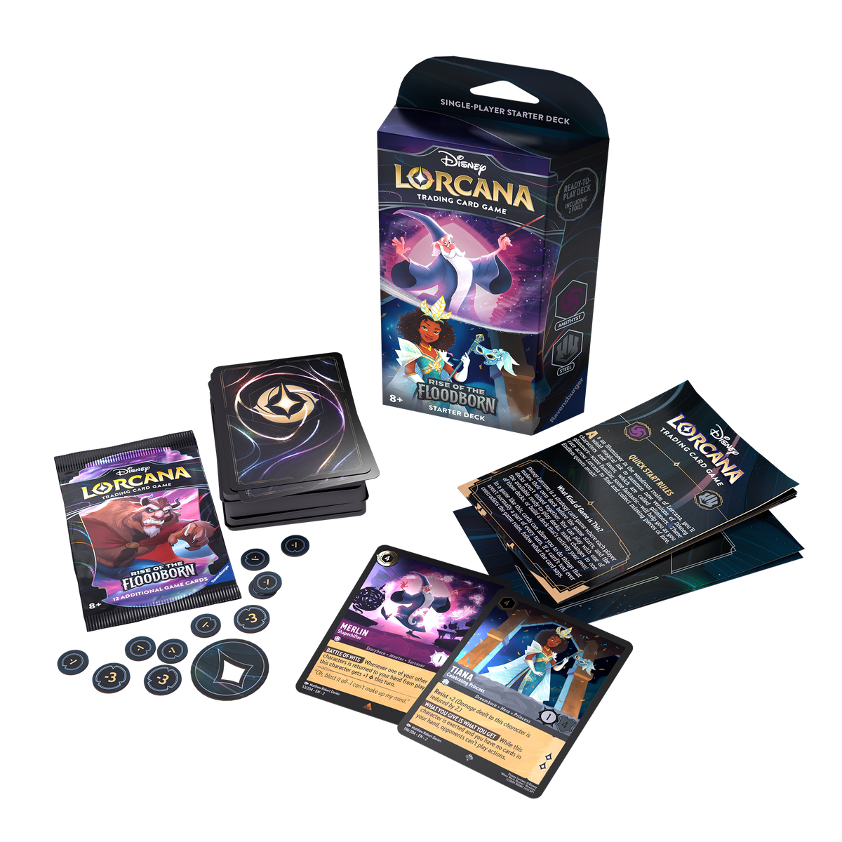 Disney Lorcana TCG: Rise of the Floodborn - Starter Deck (Amethyst & Steel)