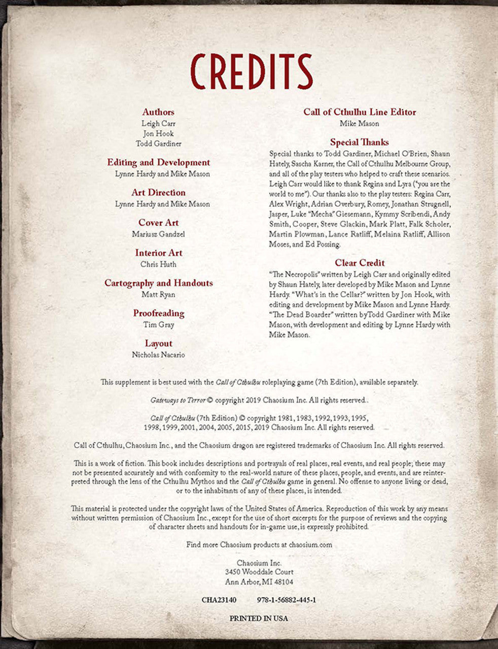 Call of Cthulhu: Gateways to Terror