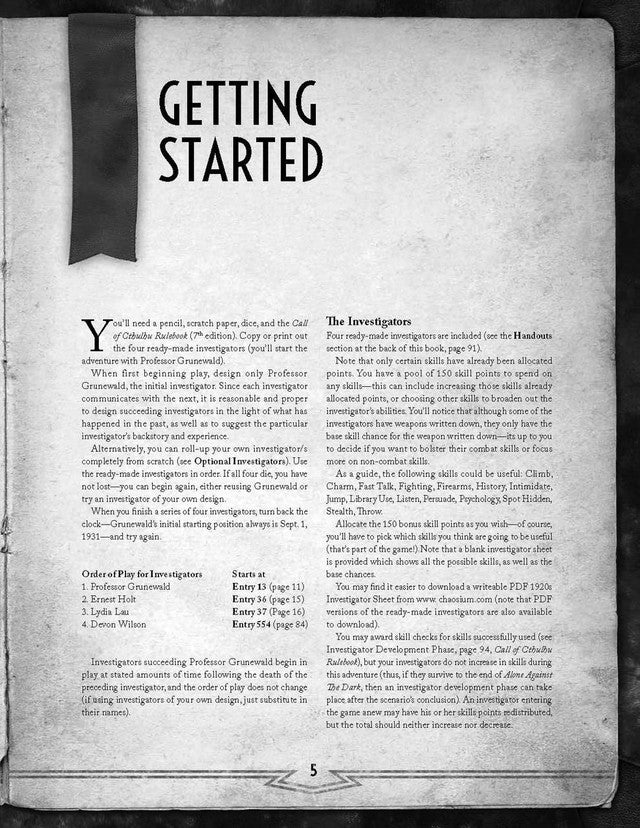 Call of Cthulhu: Alone Against the Dark