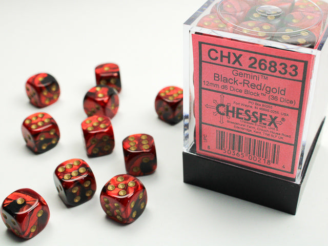 CHX 26833 Gemini Black-Red/gold (12mm D6 36-Dice Set)