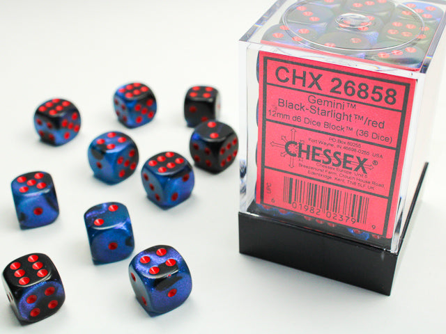 CHX 26858 Gemini Black-Starlight/red (12mm D6 36-Dice Set)
