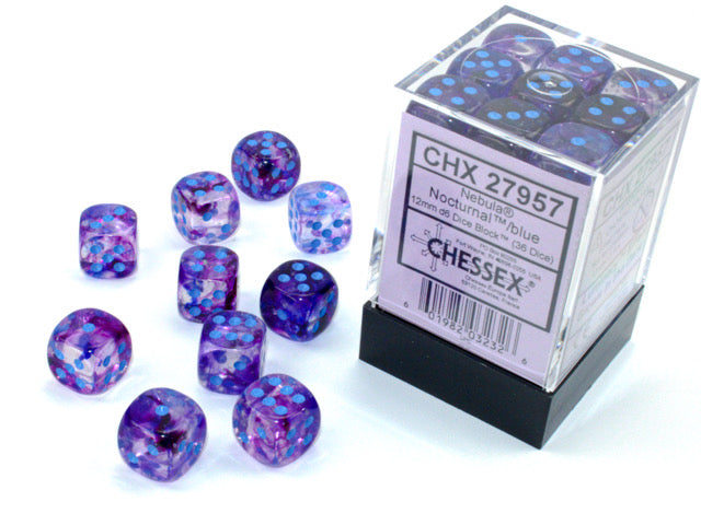 CHX 27957 Nebula Nocturnal/blue Luminary (12mm D6 36-Dice Set)