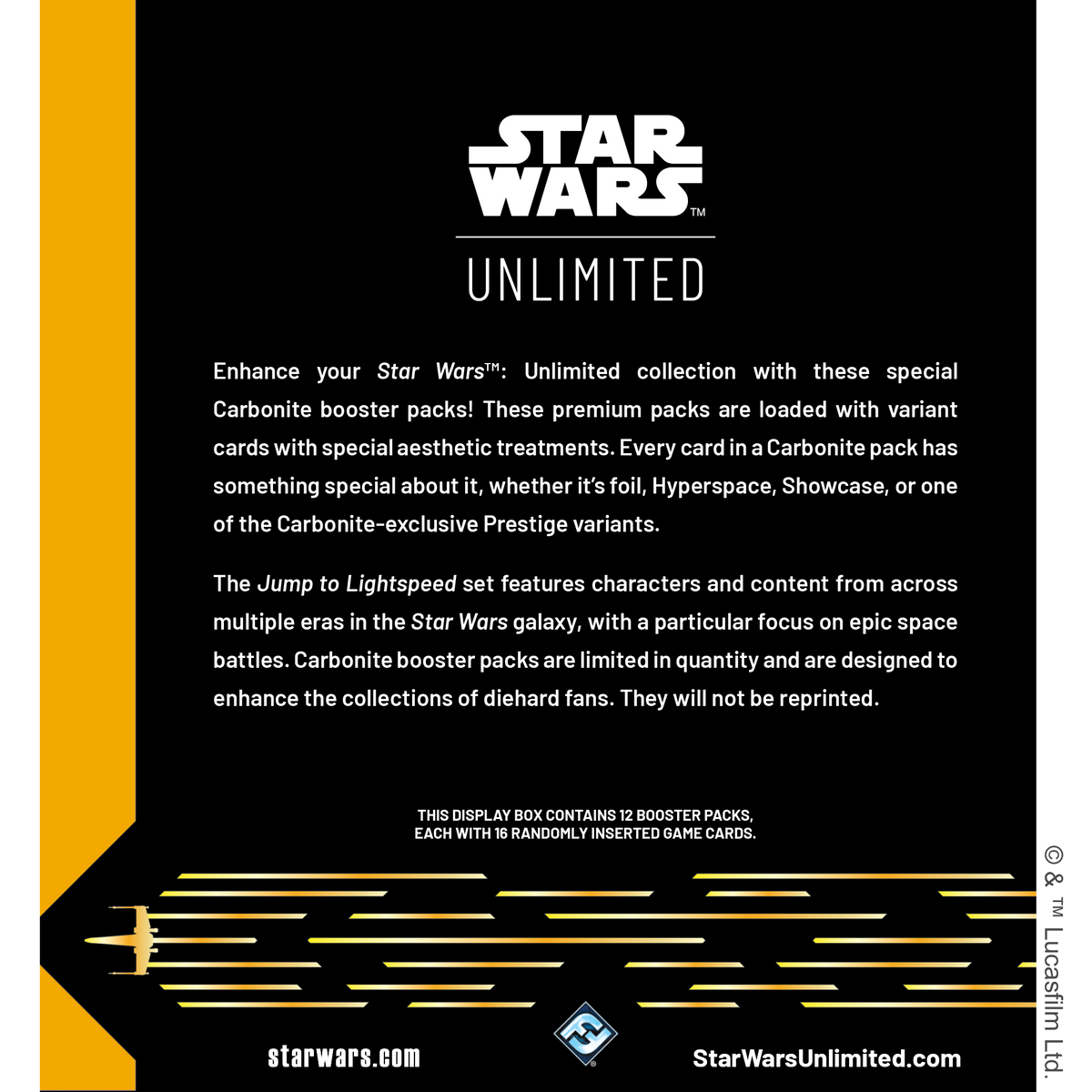 Star Wars Unlimited: Jump to Lightspeed - Carbonite Edition Booster Box (12 Booster Packs)