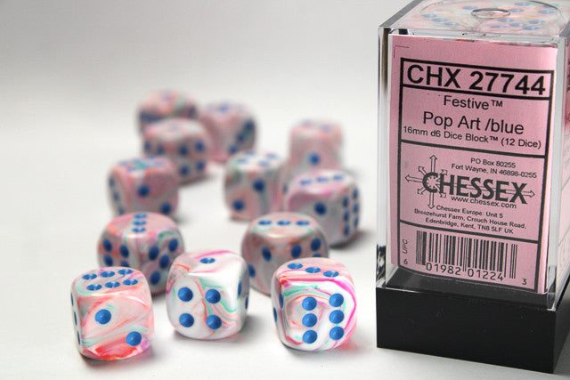 CHX 27744 Festive Pop Art/blue (16mm D6 12-Dice Set)