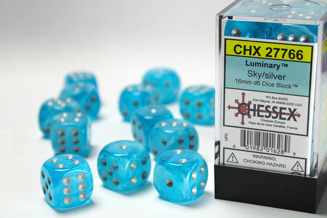 CHX 27766 Luminary Sky/silver (16mm D6 12-Dice Set)