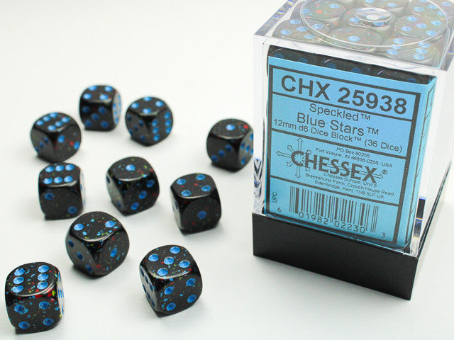 CHX 25938 Speckled Blue Stars (12mm D6 36-Dice Set)