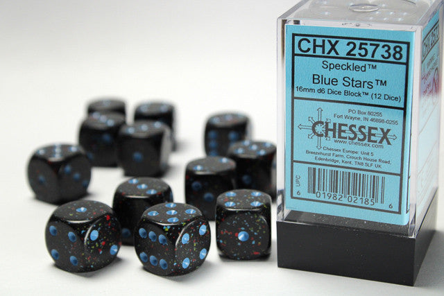 CHX 25738 Speckled Blue Stars 16mm D6 12-Dice Set