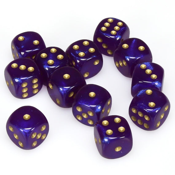 CHX 27787 Borealis Royal Purple/Gold 16mm D6 12-Dice Set