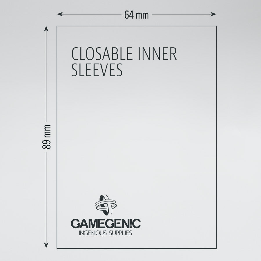 Gamegenic Closable Inner Card Sleeves - 64 x 89mm (100 Sleeves)