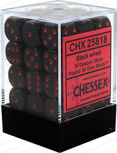 CHX 25818 Opaque Black/red (12mm D6 36-Dice Set)