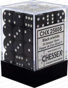 CHX 25808 Opaque Black/white 12mm D6 36-Dice Set