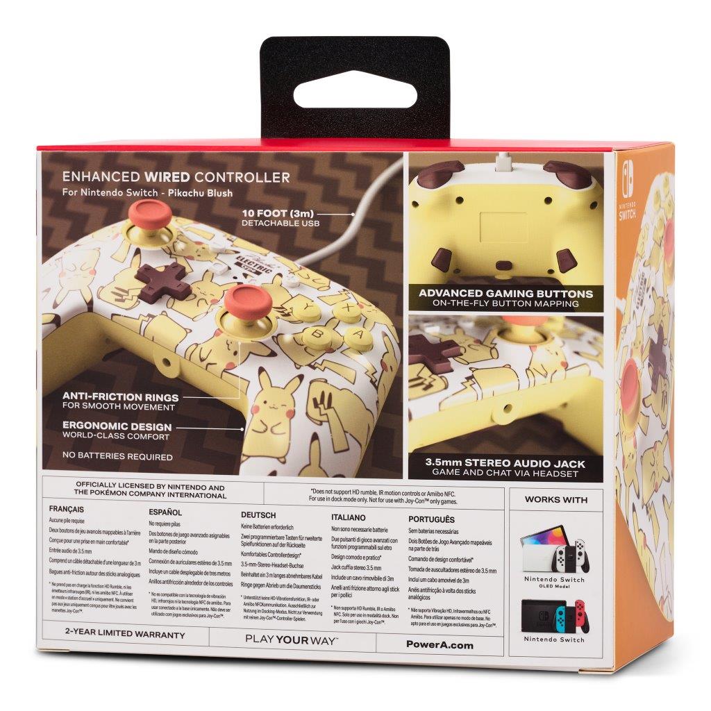 PowerA Enhanced Wired Controller for Nintendo Switch - Pikachu Blush