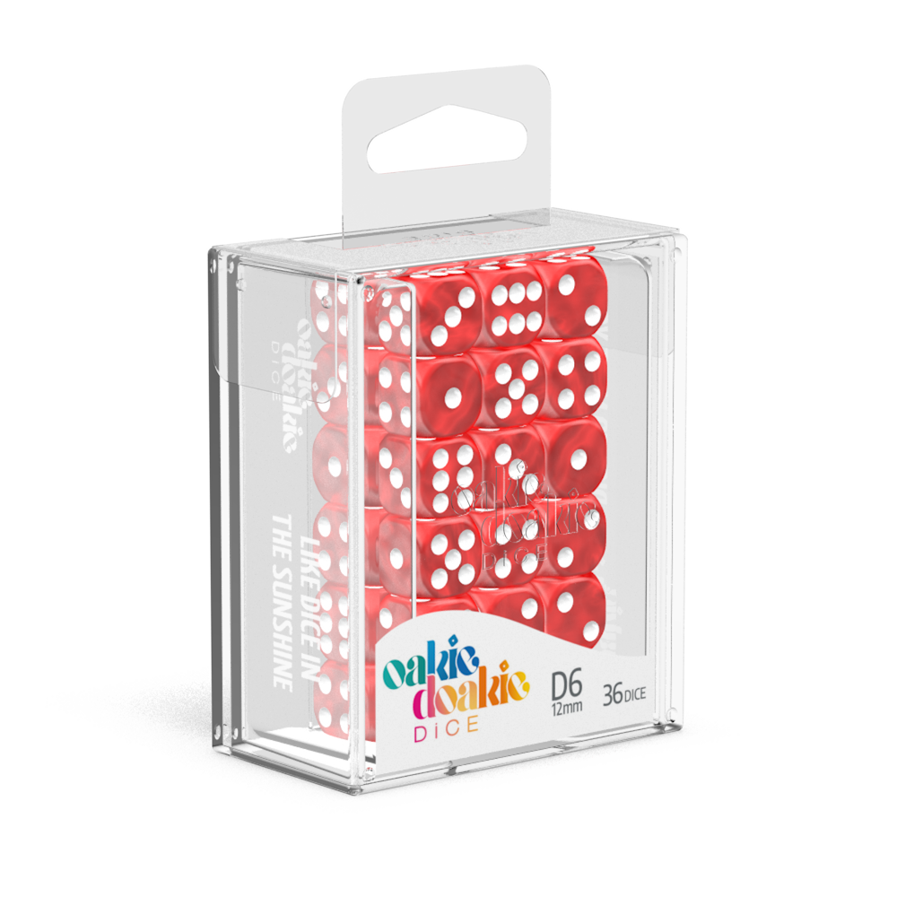 Oakie Doakie Dice Marble - Red 12mm D6 Set Of 36