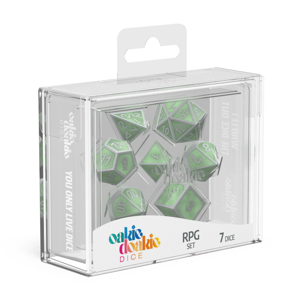 Oakie Doakie Dice Metal Glow In The Dark - Druids Blaze RPG Dice Set