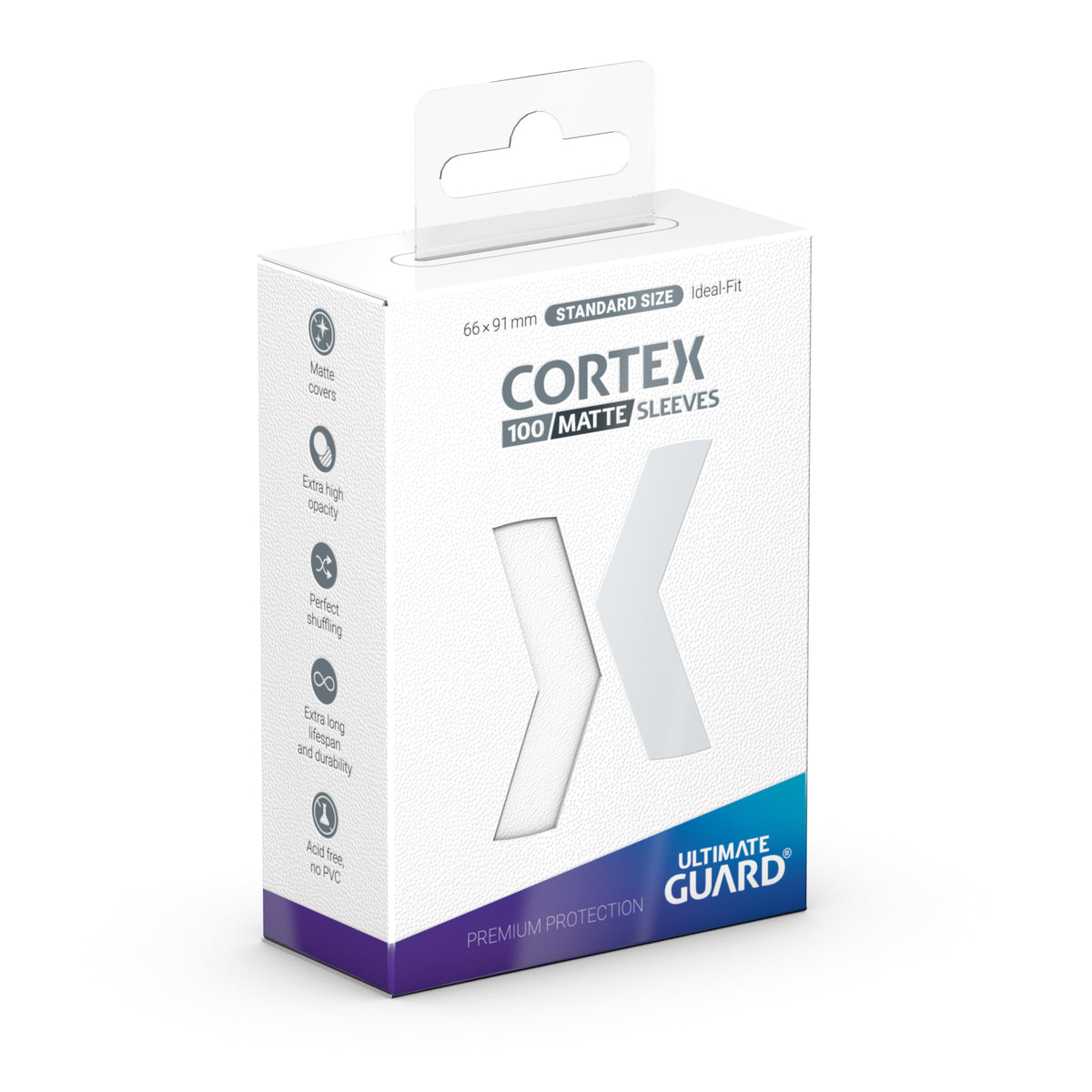 Ultimate Guard Cortex Sleeves - Matte White - Standard-Size (100 Sleeves)