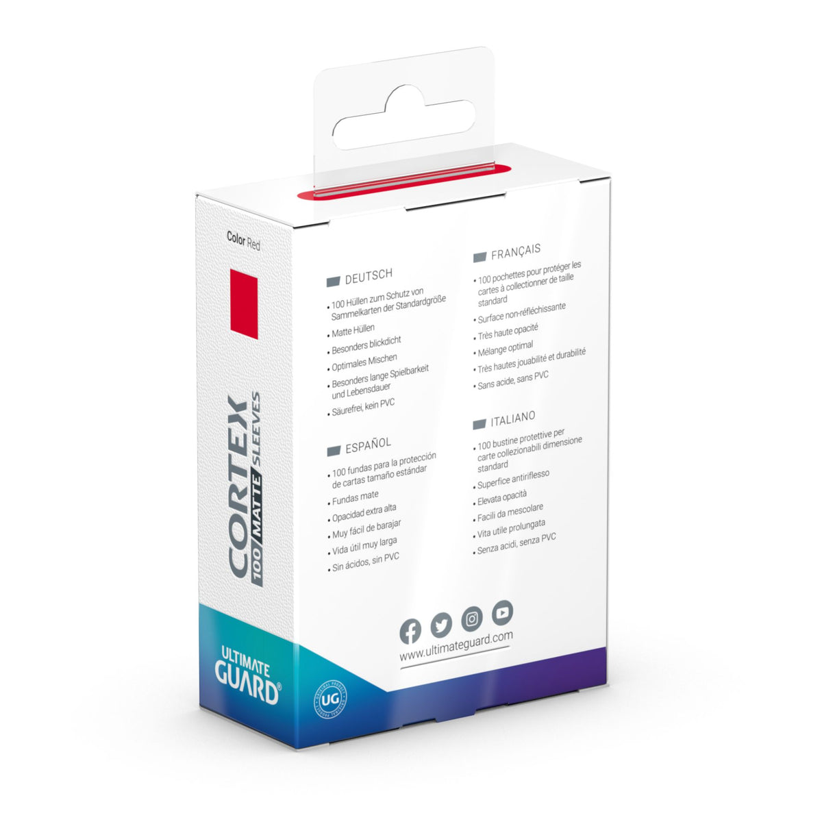 Ultimate Guard Cortex Sleeves - Matte Red - Standard-Size (100 Sleeves)