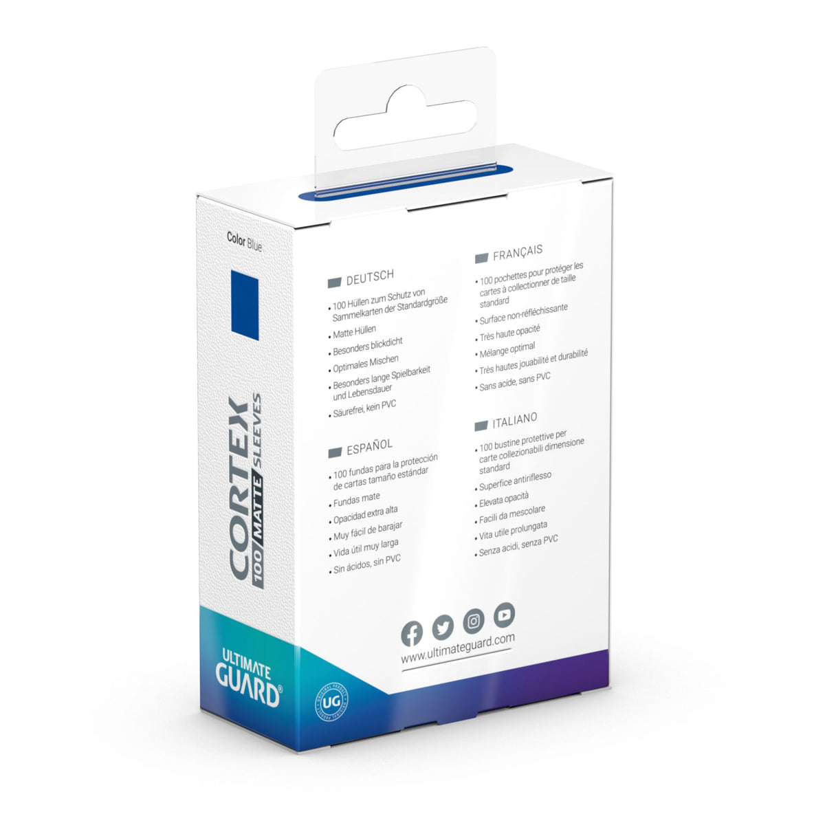 Ultimate Guard Cortex Sleeves - Matte Blue - Standard-Size (100 Sleeves)