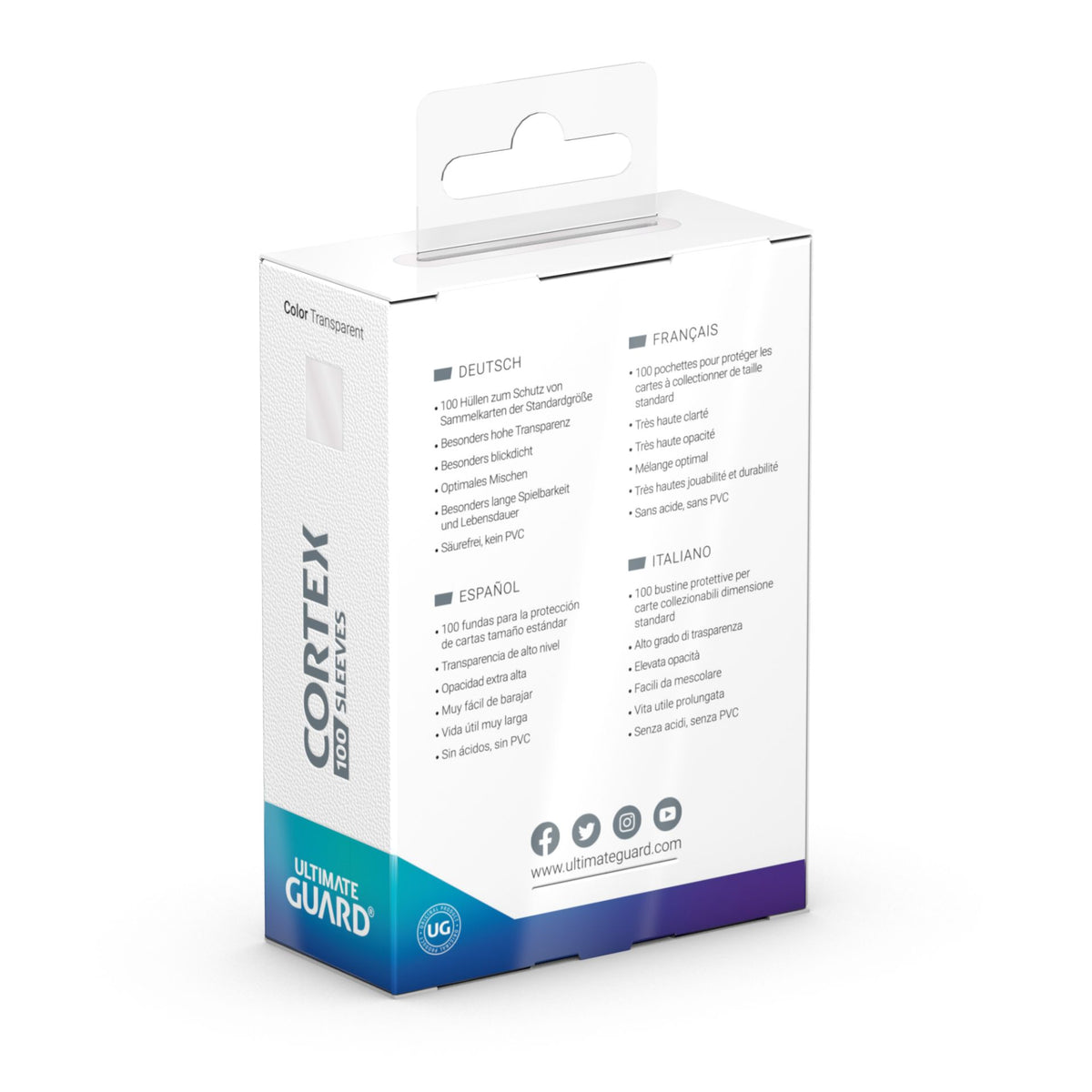 Ultimate Guard Cortex Sleeves - Transparent - Standard-Size (100 Sleeves)