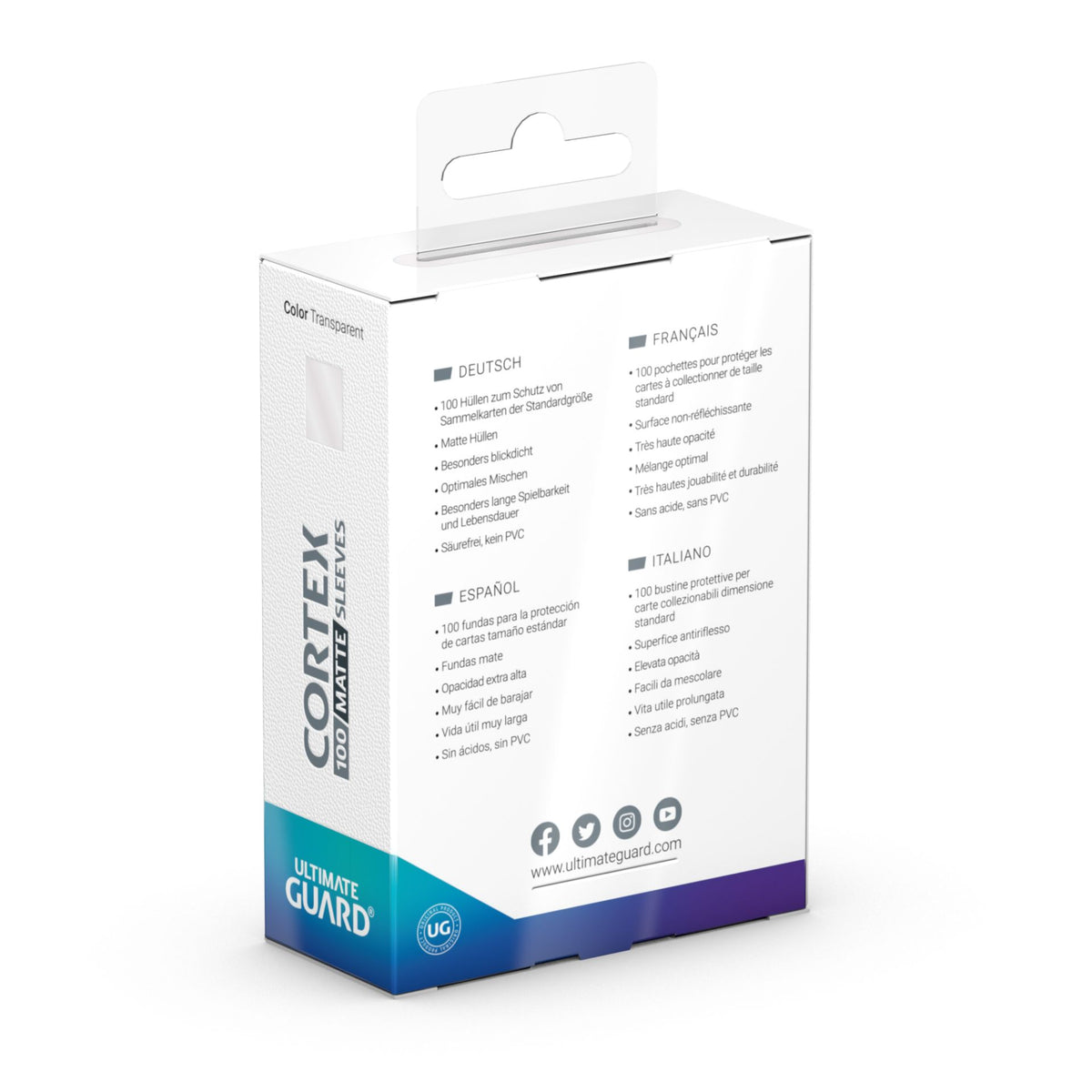 Ultimate Guard Cortex Sleeves - Matte Transparent - Standard-Size (100 Sleeves)