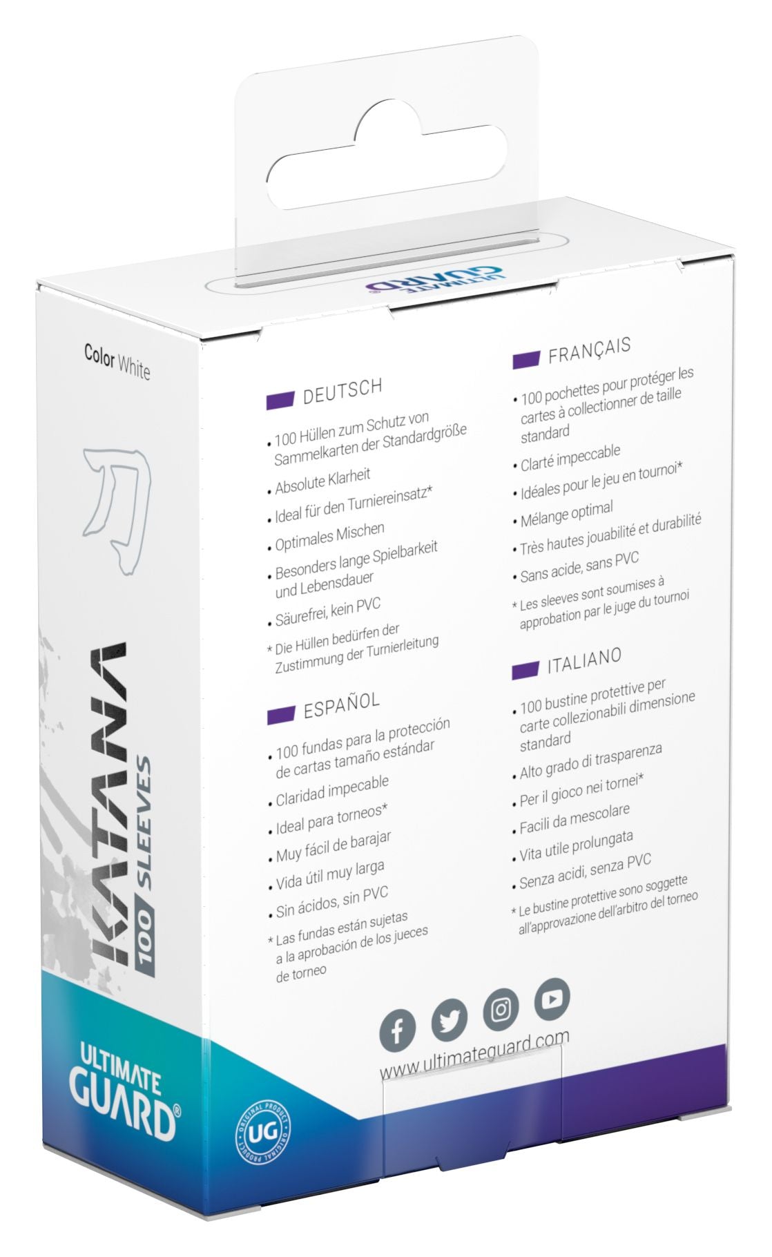 Ultimate Guard Katana Sleeves - White - Standard-Size (100 Sleeves)