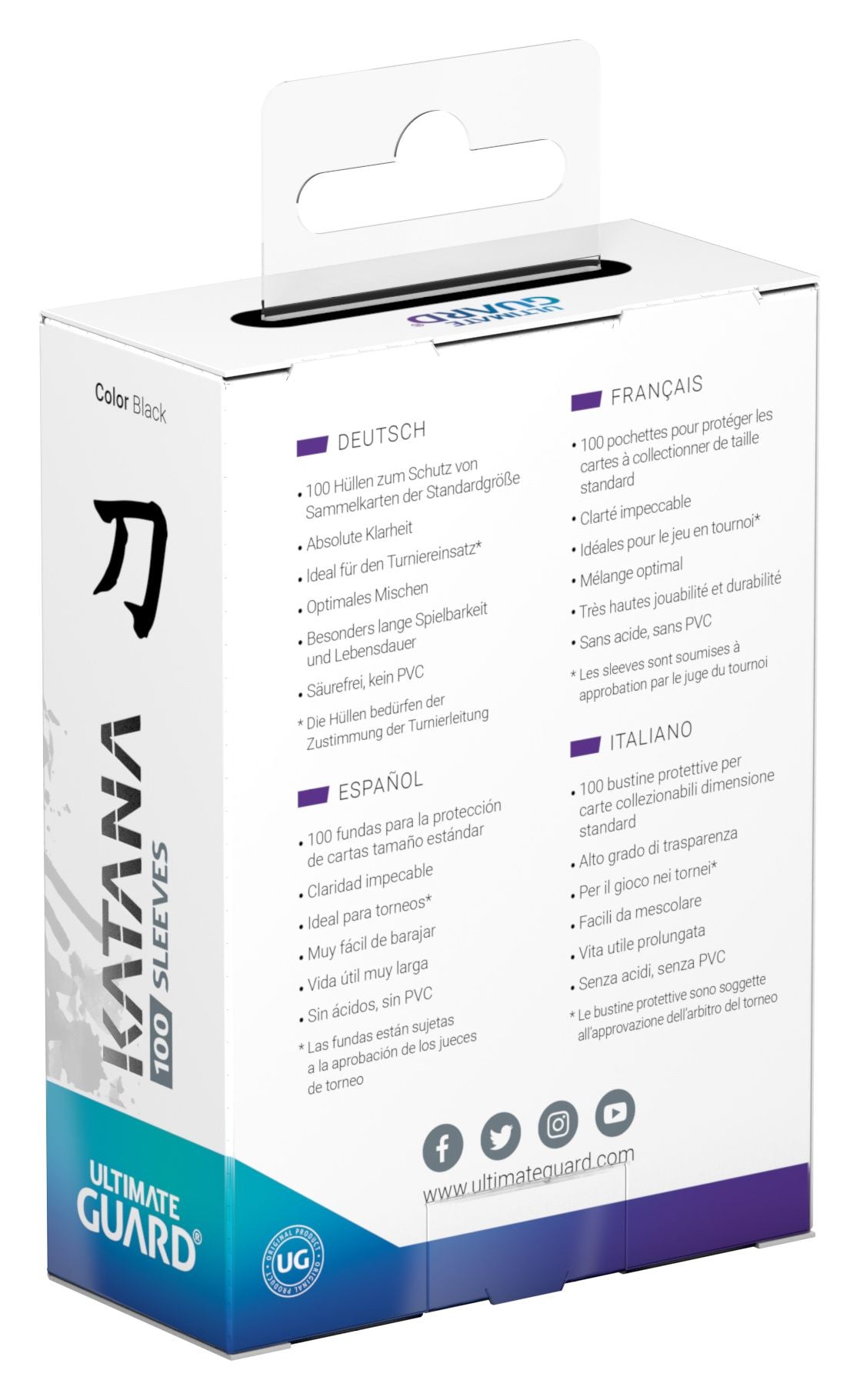 Ultimate Guard Katana Sleeves - Black - Standard-Size (100 Sleeves)