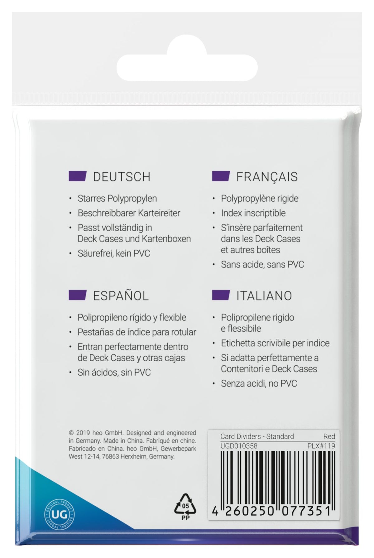 Ultimate Guard Card Dividers - Red - Standard-Size (10)