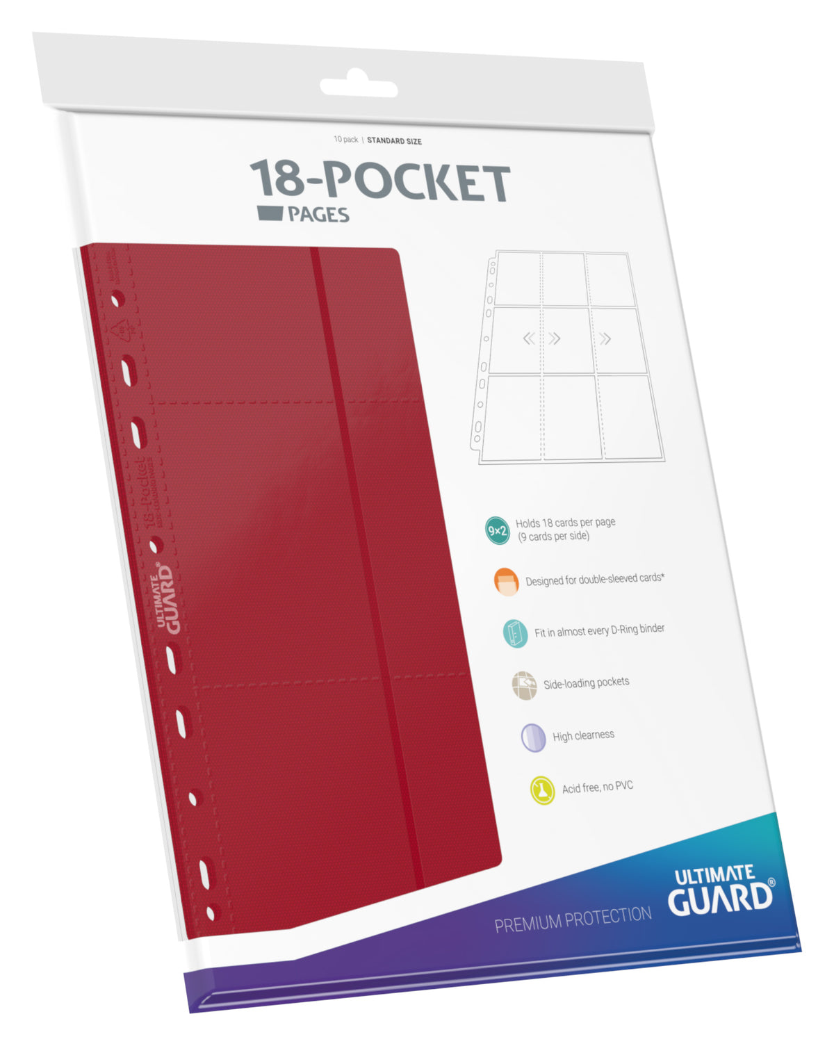 Ultimate Guard Pages - Red - 18-Pocket Standard-Size (10 Pages)