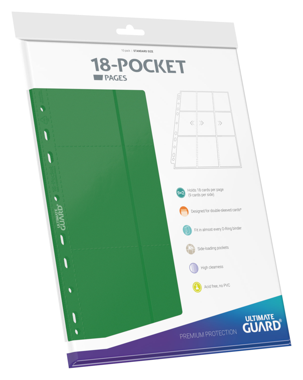 Ultimate Guard Pages - Green - 18-Pocket Standard-Size (10 Pages)