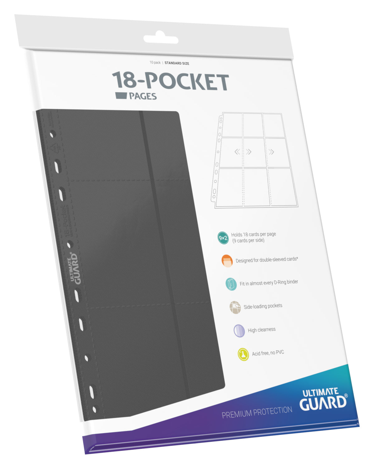 Ultimate Guard Pages - Grey - 18-Pocket Standard-Size (10 Pages)
