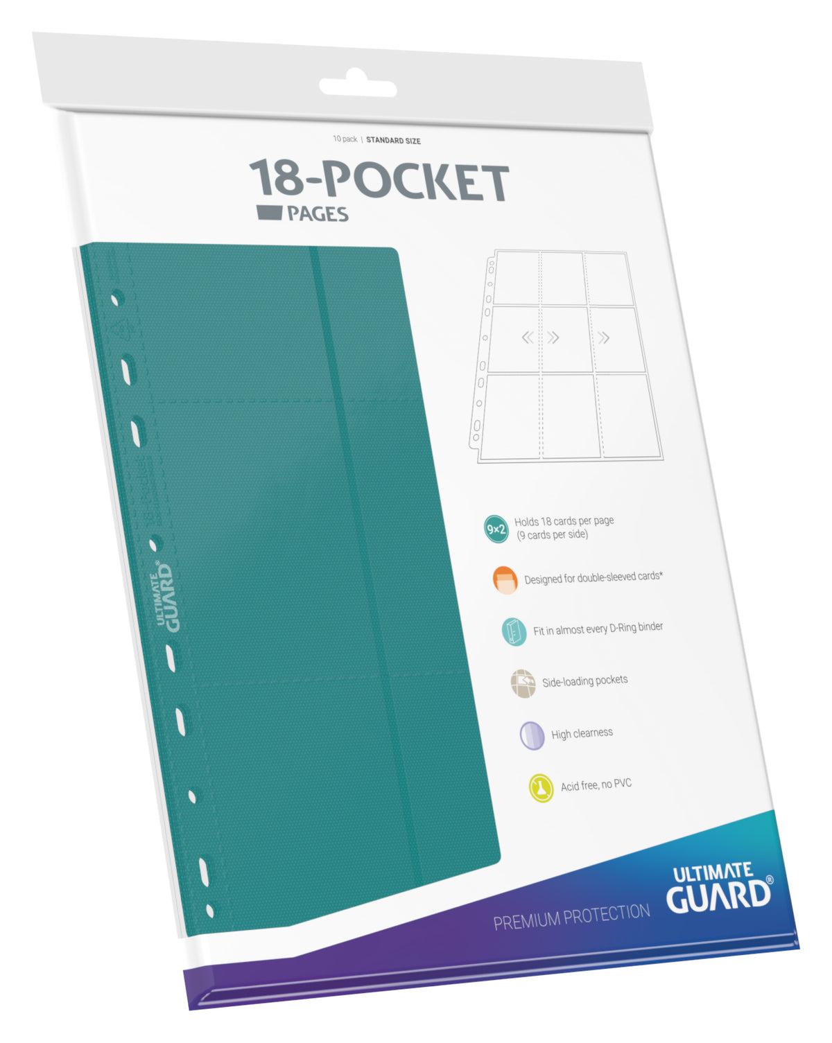 Ultimate Guard Pages - Petrol Blue - 18-Pocket Standard-Size (10 Pages)