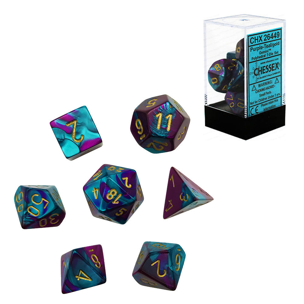 CHX 26449 Gemini Purple-Teal/gold (Polyhedral 7-Die Set)