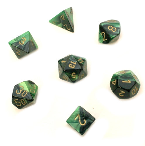 CHX 26439 Gemini Black-Green/gold (Polyhedral 7-Die Set)